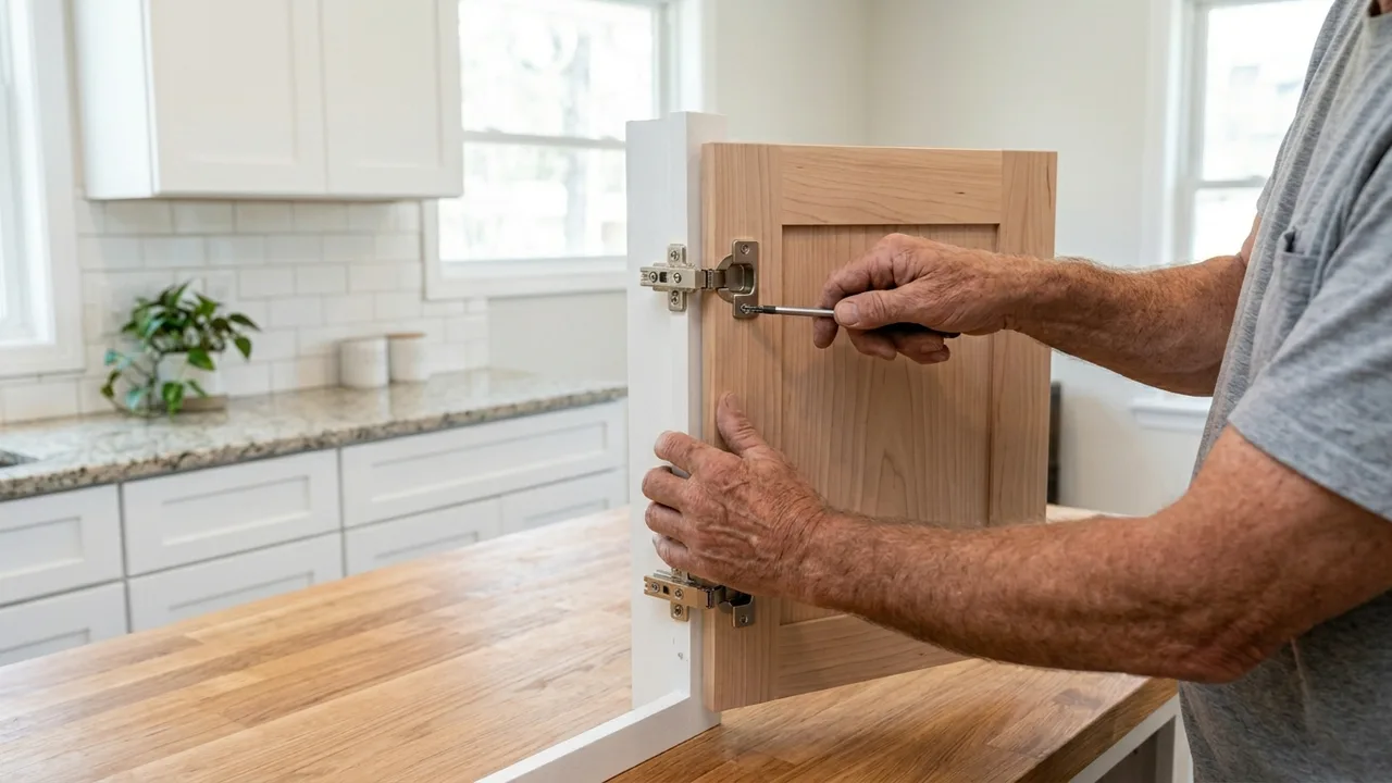 Perth kitchen makeover with refreshed cabinetry fronts, new benchtop and updated hardware
